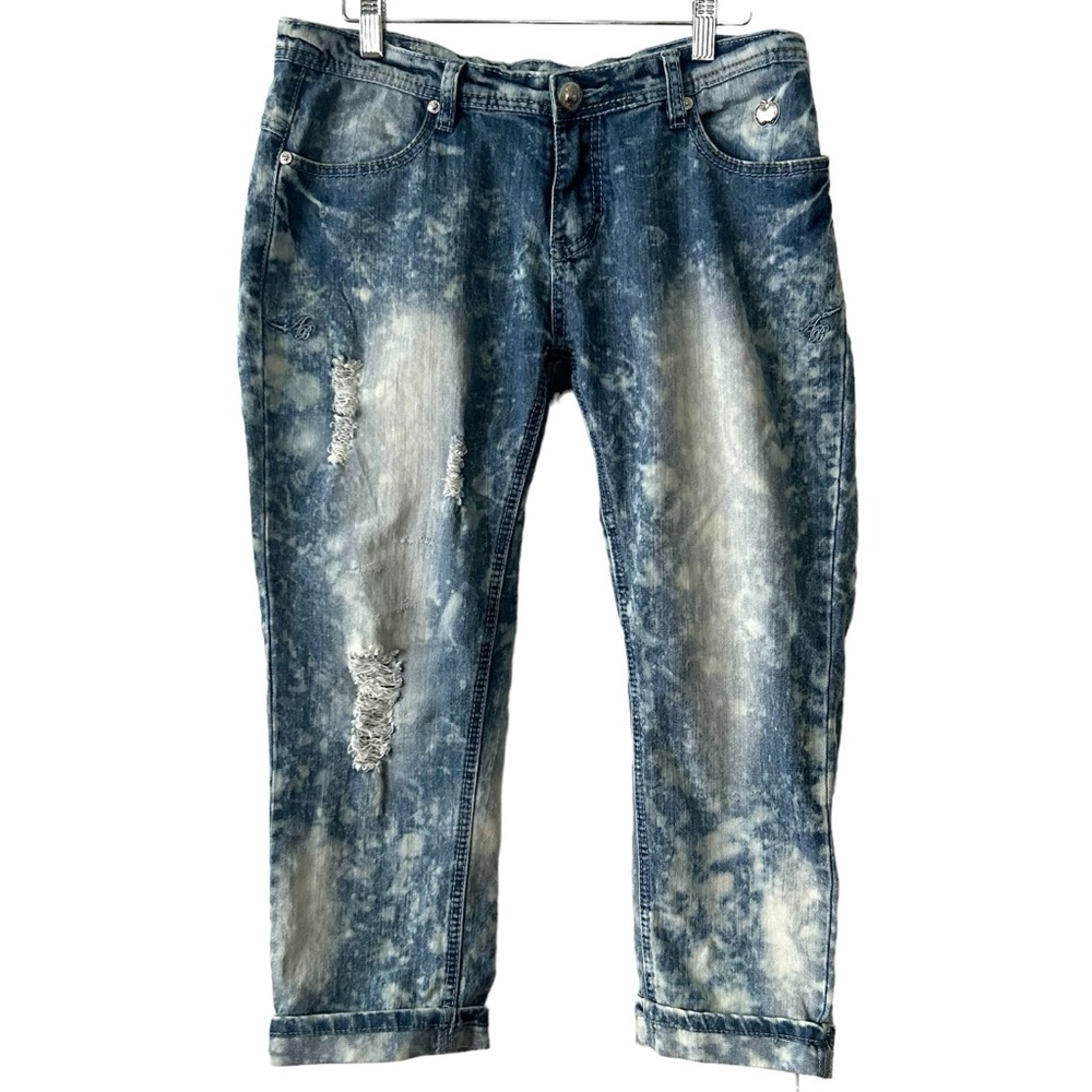 Apple Bottoms Distressed Blue Cropped Jeans